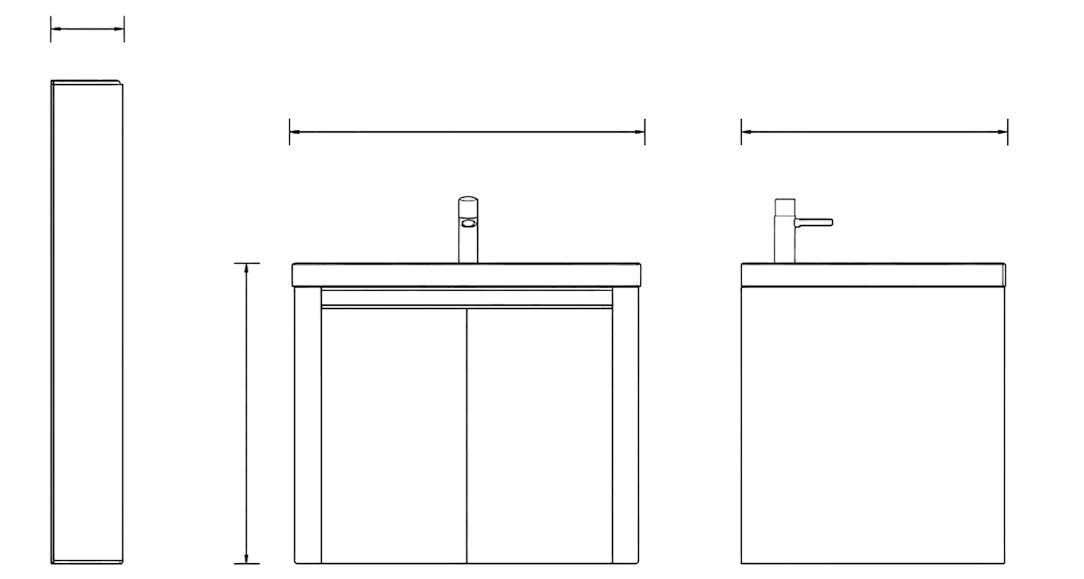Vanity Y-40 side profile 120mm, front elevation 500mm by 480mm, and side elevation 400mm