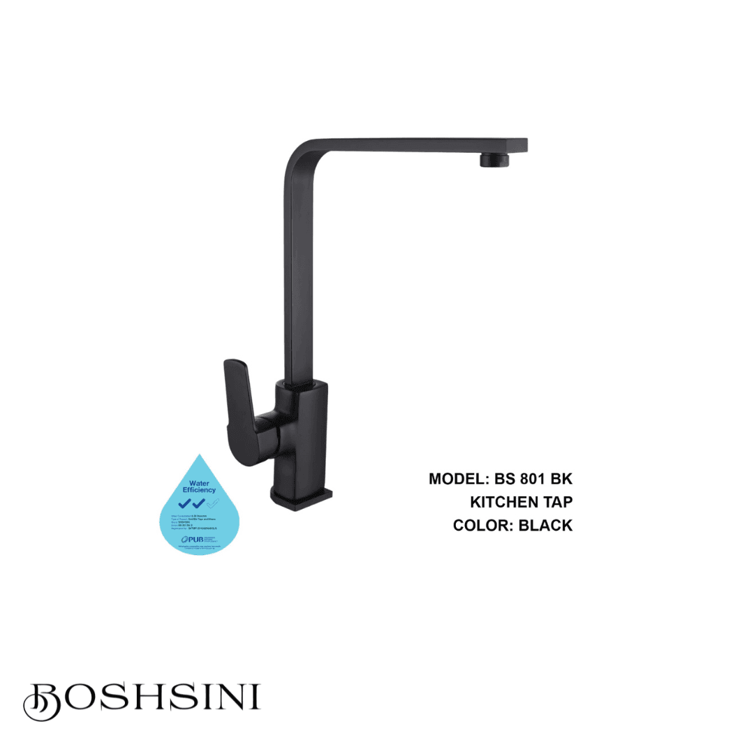 Boshsini Matte Black Kitchen Cold Tap